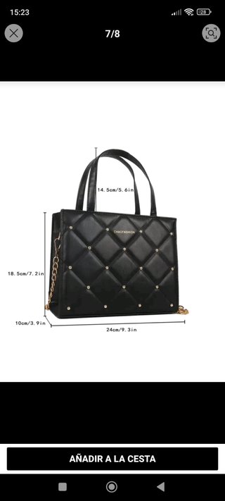 Bolso negro acolchado con tachuelas