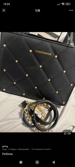 Bolso negro acolchado con tachuelas