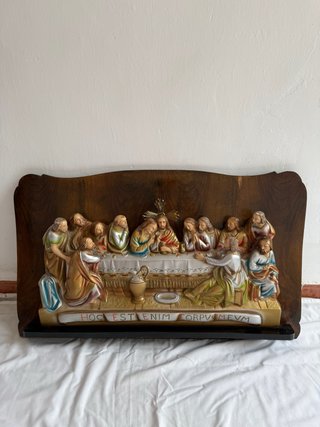 Escena La Santa Cena madera y cerámica