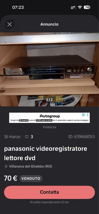 Panasonic Sterò Lettore DVD-HDD