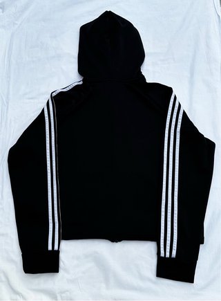 Chaqueta Adidas Negra con Capucha Talla L, 3 Rayas