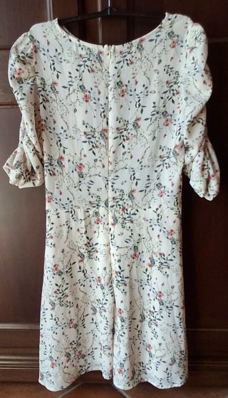 Vestito donna floreale beige con fiori