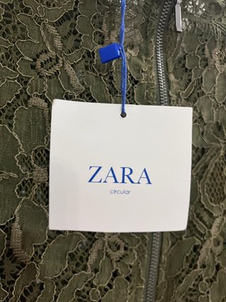 Blusa Zara Verde Militar Encaje Talla M