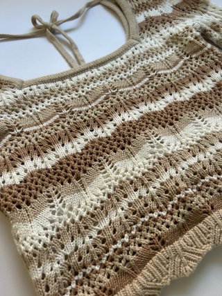 Top Crochet Rayas Marrón Blanco