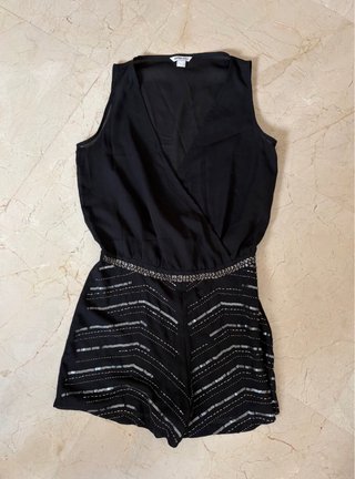 Mono corto mujer negro lentejuelas