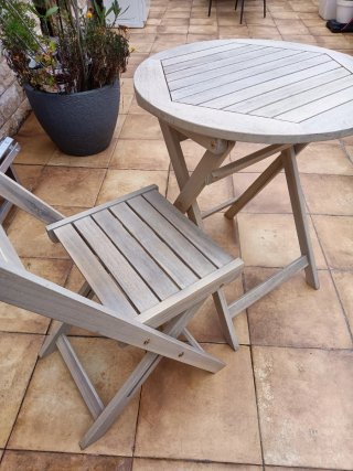 Conjunto de terraza de madera(Mesa + 1 Silla) 60cm