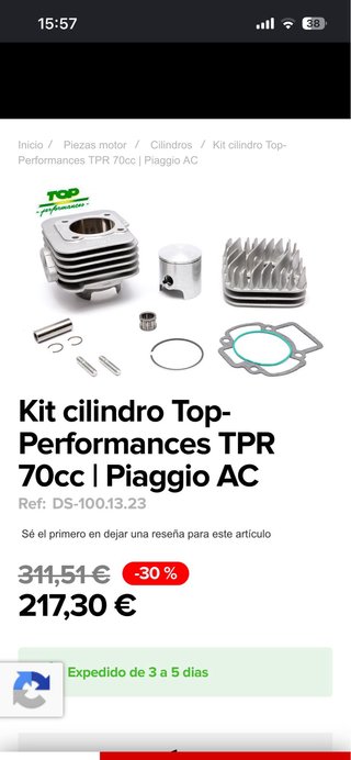 Cilindro 70 Aluminio Piaggio