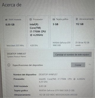 PC Intel Core i7-7700K  + Win10 + teclado y ratón.