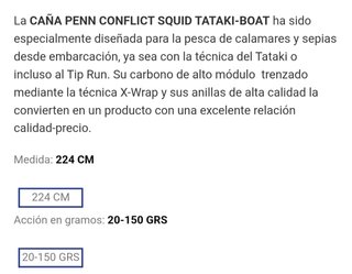 Caña Penn Conflict Tataki Boat 742.  A estrenar