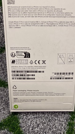 iPhone 17 Pro 256gb Blu - Nuovo Sigillato Gar. 24M