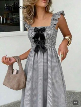 Vestido largo SHEIN rayas blanco y negro