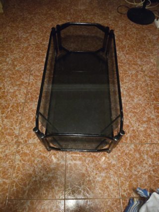 Mesa de centro cristal y metal y 2 cristal grueso