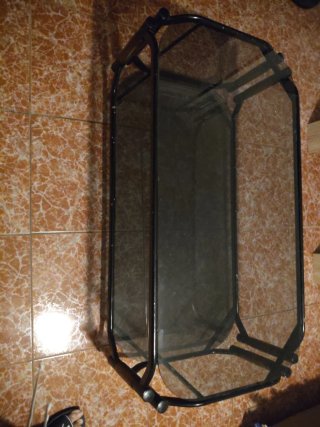 Mesa de centro cristal y metal y 2 cristal grueso