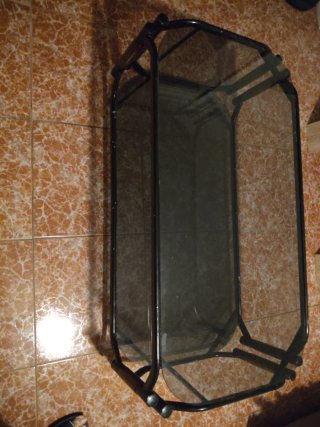 Mesa de centro cristal y metal y 2 cristal grueso