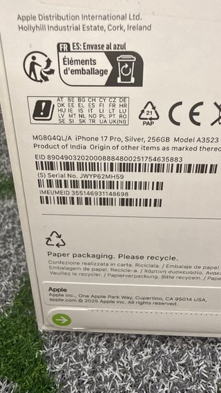 iPhone 17 Pro 256gb Silver - Nuovo Sigillato