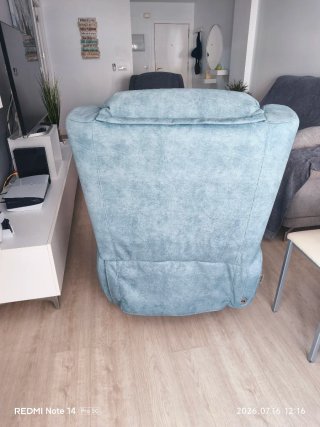 Sofá relax eléctrico azul/gris/verdoso