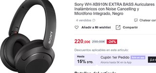 Sony WH-XB910N Auriculares Inalámbricos original