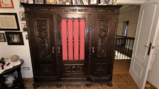 Escritorio antiguo madera y cristal