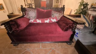 Escritorio antiguo madera y cristal