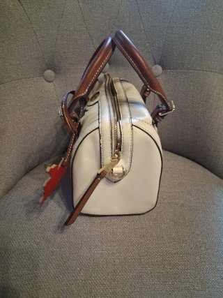 Borsa Tory Burch bianca con dettagli marroni