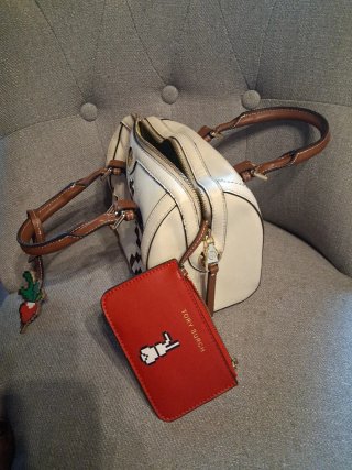 Borsa Tory Burch bianca con dettagli marroni