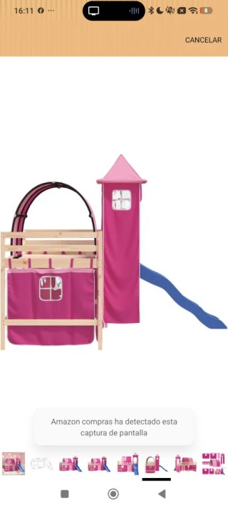 Cama infantil con tobogán y carpa