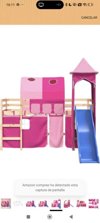 Cama infantil con tobogán y carpa