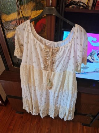 Vestido blanco y dorado talla XL