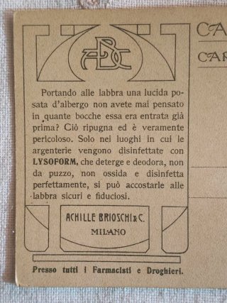 Lotto 3 cartoline pubblicitarie Lysoform primi 900