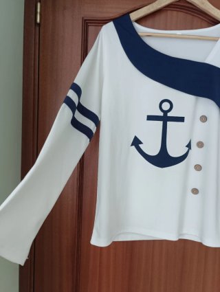 Camiseta Ancla Azul y Blanca Talla L
