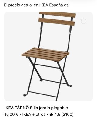Mesa redonda teka y 2 sillas plegables madera