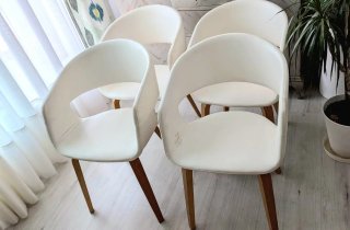 Conjunto 4 Sillas Modernas Piel Sintética Blanca