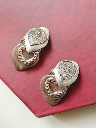 Pendientes vintage corazón plata