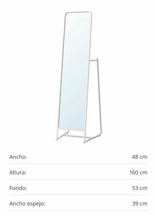 Espejo de pie Ikea blanco con perchero KNAPPER