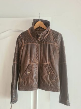 Chaqueta de cuero Trafaluc marrón Talla XS