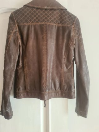 Chaqueta de cuero Trafaluc marrón Talla XS