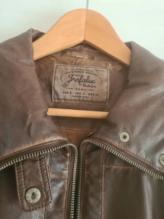 Chaqueta de cuero Trafaluc marrón Talla XS