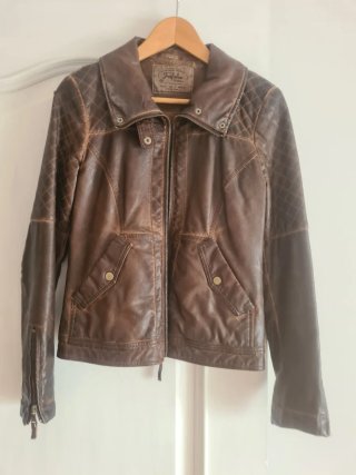 Chaqueta de cuero Trafaluc marrón Talla XS