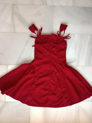 Vestido rojo vuelo lazos