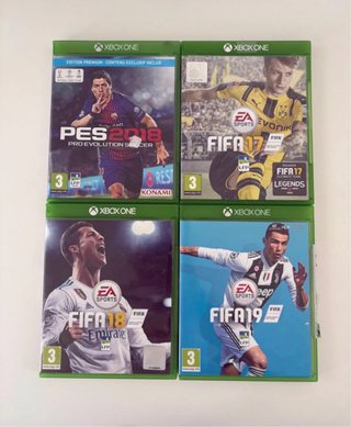 Lote 4 giochi Xbox One: PES 2018, FIFA 17, 18, 19