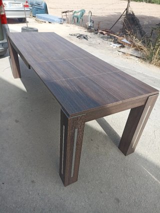 Mesa comedor extensible madera y metal