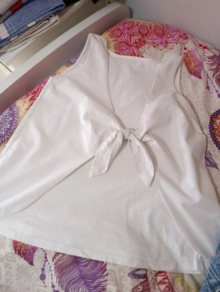 Conjunto blusa Blanca y Shorts Vaqueros