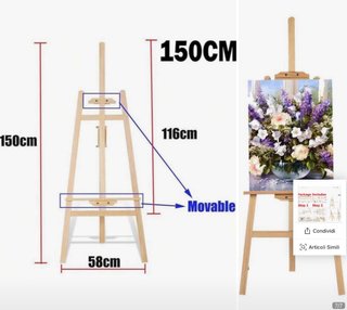 Cavalletto per pittura in legno 150cm