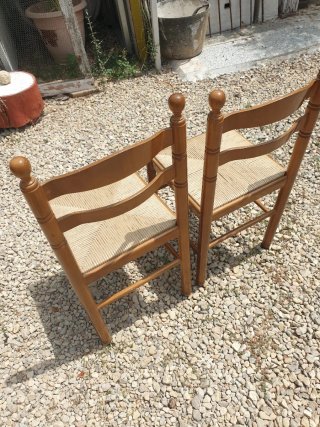 Set di 2 sedie in legno e rattan