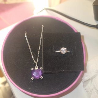 Conjunto Collar y Anillo Morado/Plata