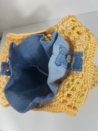 Borsa handmade uncinetto 2 in 1 jeans trasformabil
