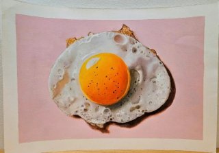 Óleo Huevo Frito sobre Papel Din A3