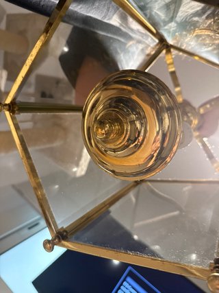 Lámpara Farol Colgante Latón y Cristal