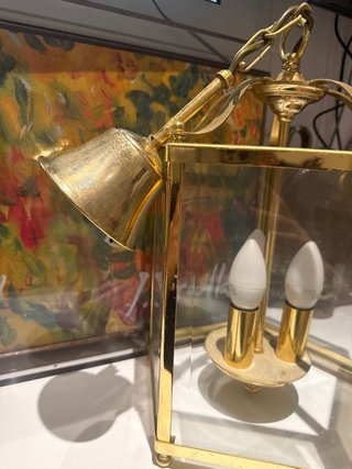 Lámpara Farol Colgante Latón y Cristal