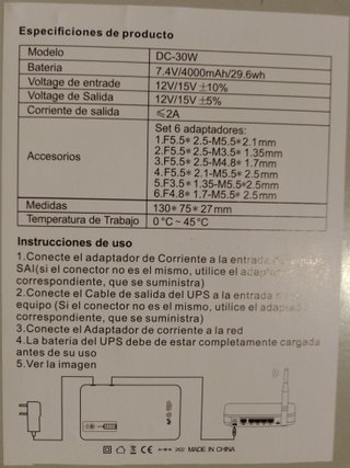 SAI/UPS 12V Master Power para Cámaras/Router